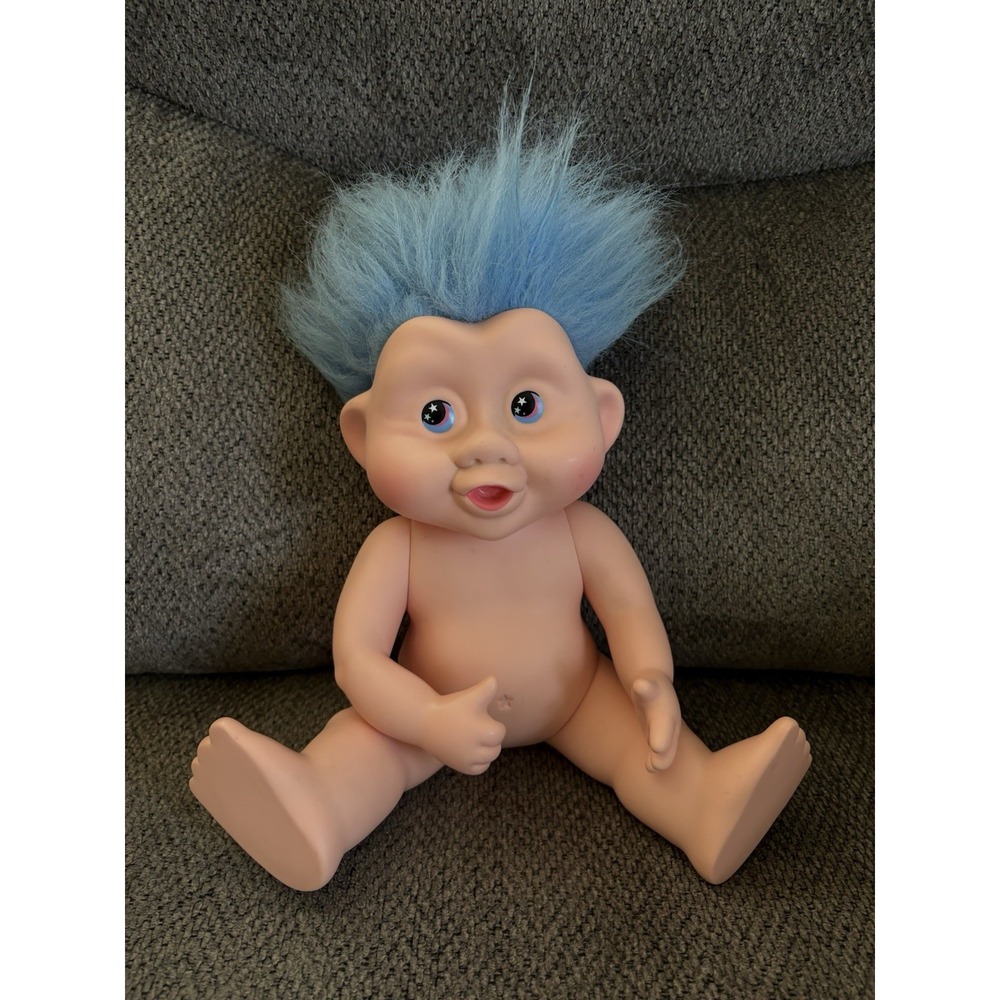 Magic Troll Doll Blue Hair Applause 12" Sucks Thumb 1991 Vintage
